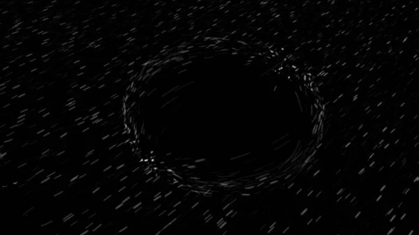 Абстрактний швидкий політ зірок у космічному просторі, що перетинає чорну діру хробака, безшовна петля. Анімація. Космічний фон з чорною дірою і молочним способом на чорному тлі . — стокове фото