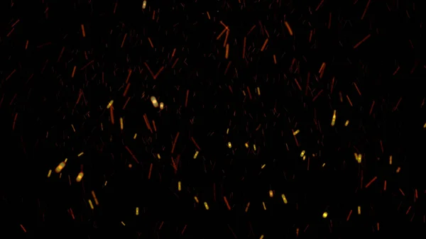 Red warm burning sparks rising up in the air on black background. Animation. Beautiful abstract background on the theme of fire, light and life. — Stock Photo, Image