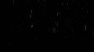 Soyut yağmur damlaları siyah zemine düşüyor, kusursuz bir döngü. Animasyon. Şiddetli yağmur, doğal olayların taklidi..