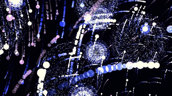 Абстрактный красочный фейерверк, взрывающийся на черном фоне, бесшовный цикл. Анимация. Искры, появляющиеся в черном ночном небе, концепция праздника . — стоковое фото