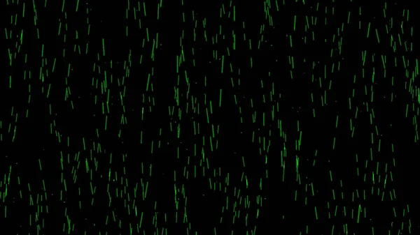 Fast falling abstract snow of green color isolated on black background, motion graphics concept. Animation. Small flying particles of snowfall.