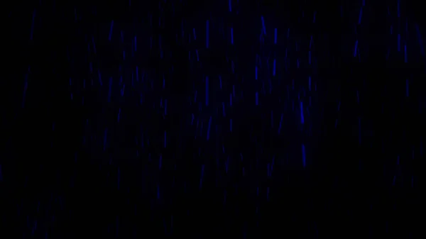 Schnell fallender abstrakter Schnee von blauer Farbe isoliert auf schwarzem Hintergrund, Bewegungsgrafik-Konzept. Animation. Kleine fliegende Schneefallpartikel. — Stockfoto
