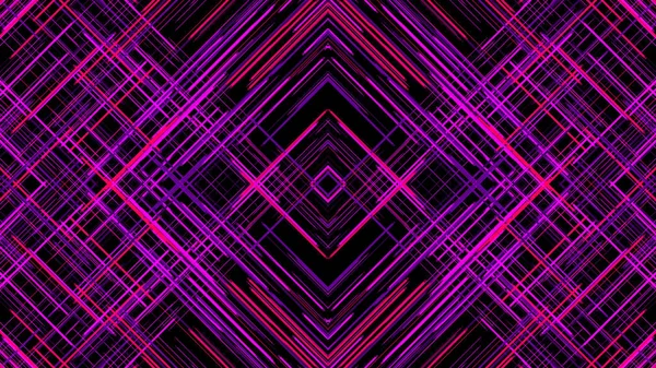 Abstract animation of hypnotic colorful crossed lines moving on the dark background. Animation. Cross lines animated background, seamless loop. — ストック写真