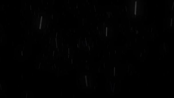 Gotas de lluvia abstractas cayendo sobre fondo negro, lazo sin costuras. Animación. Fuertes lluvias, imitación de fenómenos naturales . — Vídeos de Stock