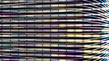 Abstract neon lights flowing fast, seamless loop. Animation. Technologies and futurism concept, neon lamps with horizontal parallel rows of bulbs.