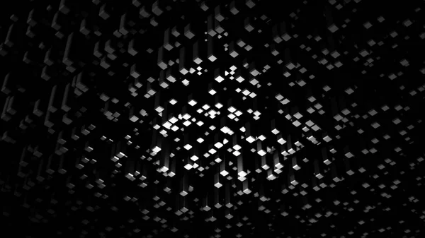 Forme geometriche astratte in movimento dall'alto verso il basso. Animazione. Figure rettangolari monocromatiche 3d, colonne in crescita su sfondo nero . — Foto Stock