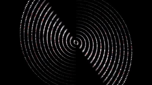 Animation med virvlande spiral av rutor på svart bakgrund. Animering. Loopas 3D spiral av duplicerade rutor vrider på svart bakgrund — Stockvideo