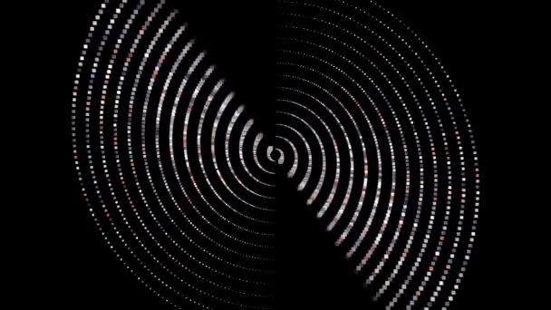 Animation avec spirale tourbillonnante de carrés sur fond noir. Animation. Boucle spirale 3D de carrés dupliqués torsions sur fond noir 