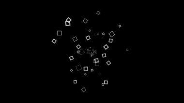 Siyah arkaplanda neon kare çerçeveleri olan gelecekçi bir arkaplan. Animasyon. Siyah arkaplanda kare çerçeveler çıkaran fütüristik canlı duvar kağıdı tasarımı