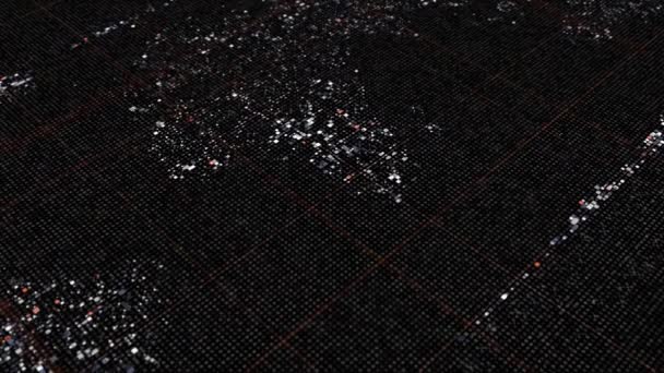 Абстрактна анімація світової карти в цифровому екрані з різнокольоровими точками і лініями, безшовна петля. Анімація. Абстрактний фон земної кулі з цифровим екраном у кіберпросторі . — стокове відео