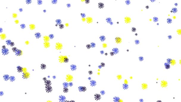 Абстрактні барвисті схематичні квіткові бруньки з'являються і обертаються на білому тлі, безшовна петля. Анімація. Красиві прядіння дрібних квітів . — стокове відео