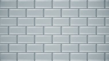 Soyut dikdörtgen geometrik yüzey, taklit tuğlalar. Animasyon. Gri tuğlalar görünür ve gümüş arka planda bir duvar oluşturur, hareket grafikleri konsepti, monokrom.