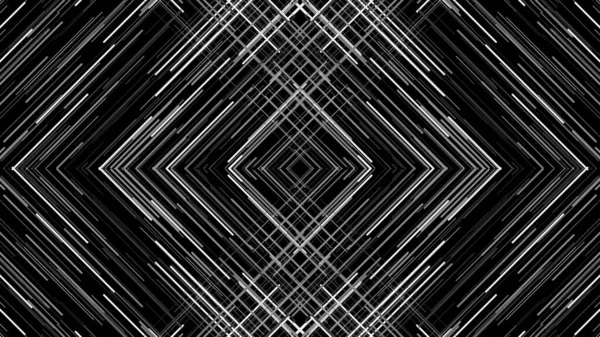 Patrón con luces en blanco y negro con interferencia. Animación. Patrón de espejo triangular con líneas moviéndose en la intersección interrumpida por ruido — Foto de Stock