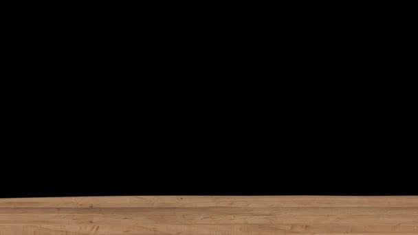 Fondo de tablas horizontales de madera aparecen sobre fondo negro. Animación. Concepto de construcción de materiales naturales, moviendo tablones paralelos de madera . — Vídeo de stock