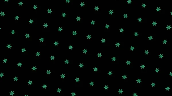 Repeating pattern of rotating snowflakes on black background. Animation. Simple background of repeating snowflakes rotating on black backdrop. Winter pattern of snowflakes — Stock Photo, Image