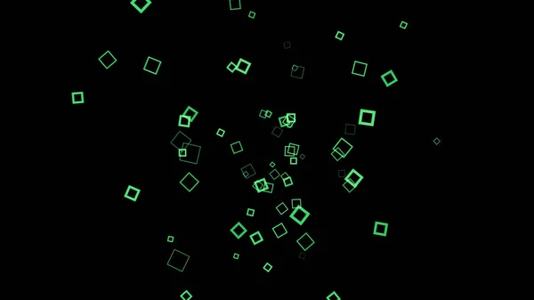 Colored squares splash out and spread out on black background. Animation. Square frames appear as outliers and spread out on black background — Stock Photo, Image