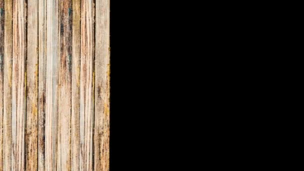 Background of vertical wooden boards appear on black background. Animation. Concept of construction of natural materials, moving parallel wooden planks. — Stock Footage Background of vertical wooden boards appear on black background. Animation. Concept of construction of natural materials, moving parallel wooden planks. Stock Footage