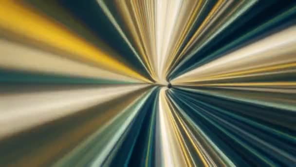 Fast movement through tunnel. Animation. Fast movement through cyber tunnel with neon stripes in space. Dizzying traffic through striped tunnel with turns — Stock Video