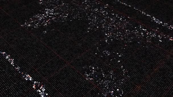 Σημείο περίγραμμα των ηπείρων σε μαύρο φόντο. Κινούμενα σχέδια. Φουτουριστικό φόντο με τελεία εικόνα του γήινου χάρτη σε φόντο σκοτεινής μήτρας — Αρχείο Βίντεο