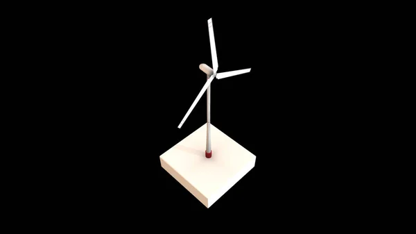 Icono abstracto de molino de viento blanco con cuchillas giratorias aisladas sobre fondo negro, lazo transparente, monocromo. Animación. Recursos naturales y concepto de energía verde . —  Fotos de Stock