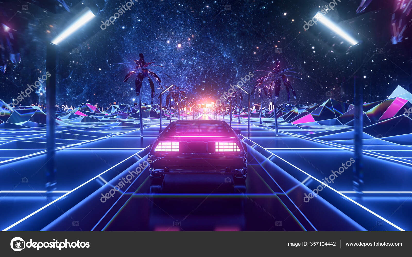 Driving In Retro Futuristic Neon City Screensaver 4K on Make a GIF