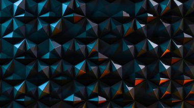 Soyut hareket eden üçgenlerin geometrik arkaplanı. Hisse Animasyonu. Metalik dokusu yerinde dönen geometrik şekillerin arkaplanı