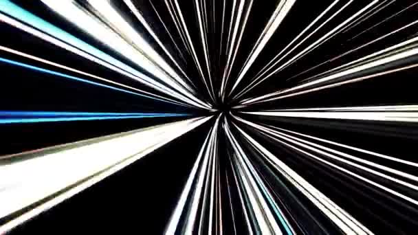 Tunel czasoprzestrzenny w czasie i przestrzeni, przelatujący szybko przez tunel prędkości na czarnym tle, płynna pętla. Animacja. Streszczenie twórczego kosmicznego kontekstu. — Wideo stockowe