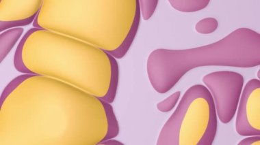 Değişik şekillere sahip soyut arkaplan. Renkli arka planda, pürüzsüz bir döngü halinde sapar ve durmaksızın biriktirir. Hisse animasyonu. Hücre bölünmesi süreci.