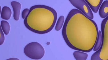 Değişik şekillere sahip soyut arkaplan. Renkli arka planda, pürüzsüz bir döngü halinde sapar ve durmaksızın biriktirir. Hisse animasyonu. Hücre bölünmesi süreci.