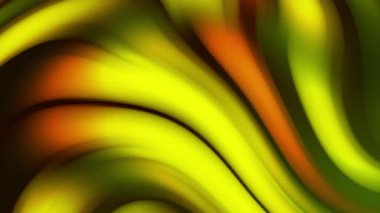 Sıvı eğimli sarı, turuncu ve yeşil şekiller yavaşça akıyor, pürüzsüz bir döngü. Hisse animasyonu. Grafik tasarım elemanları, eğri çizgilerle arka planı gevşetiyor.