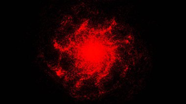 Kürenin soyut aurası ve içinde kırmızı mistik enerji var. Siyah arka planda izole edilmiş, kusursuz bir döngü. Animasyon. Koyu kırmızı rengin güzel ışık kaynağı.