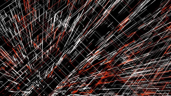 Abstrakt flerfärgad korsning balkar isolerad på svart bakgrund. Animering. Många smala ljusa linjer visas och skapa anslutningar samtidigt roterande, sömlös loop. — Stockfoto