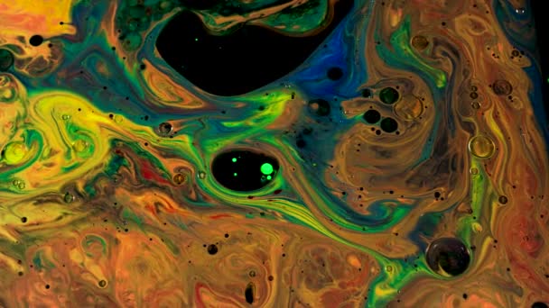 Close-up de fundo gradiente colorido de superfície de pintura a óleo, conceito de arte. Imagens de stock. Lindas pinturas coloridas miround.xed, fundo criativo . — Vídeo de Stock