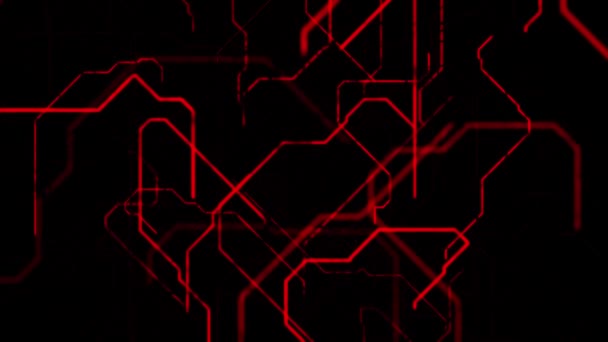 Modello geometrico astratto foderato, grafica del movimento. Animazione. Infinita quantità di linee curve rosse appaiono e creano una struttura complessa su sfondo nero . — Video Stock