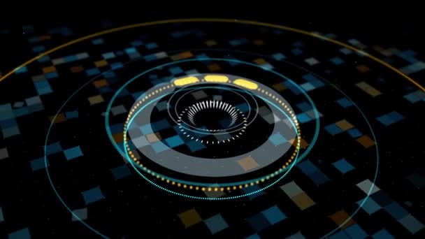 Cirkel audio equalizer achtergrond. Animatie. Abstract ronddraaiende muziek equalizer, simulatie voor muziek, futuristische achtergrond, naadloze lus. — Stockvideo