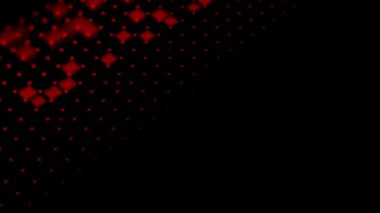 Soyut sivrisinek hareketi, geometrik desen. Animasyon. Renkli kareler ve küçük haçlar siyah arkaplanda ve çapraz yörüngede bir çok satırda görünür..