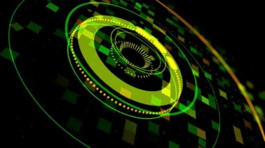 Siyah arkaplanda yeşil renk dengeleyicisi, pürüzsüz döngü. Animasyon. Gece kulüpleri kavramı, dans sahnesi, partiler, etkinlikler, performanslar, görsel işitsel gösteriler, elektronik müzik konseri.