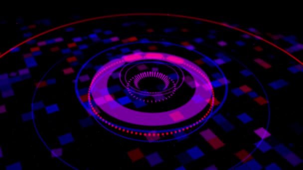 Circle audio equalizer background. Animation. Abstract circular spinning music equalizer, simulation for music, futuristic background, seamless loop. — Stock Video