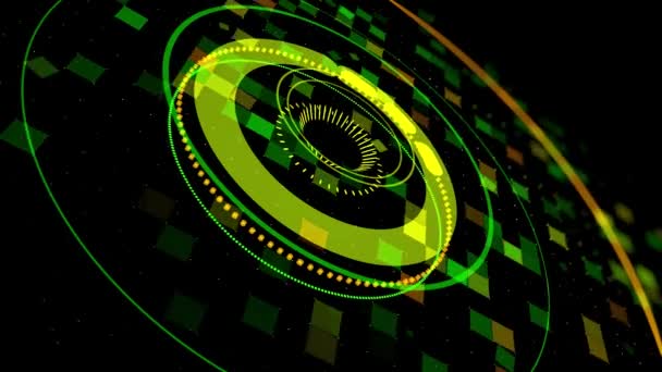 Colorful audio equalizer of green color on black background, seamless loop. Animation. Concept of night clubs, dance stage, parties, events, performances, audiovisual shows, electronic music concert. — Stock Video