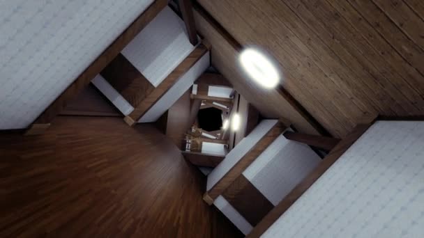 Lungo corridoio infinito in una forma di tunnel surreale. Animazione. Astratto vortice di filatura della vecchia sala oscura all'interno dell'edificio, anello senza soluzione di continuità . — Video Stock