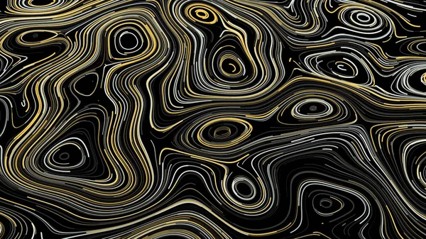 Fondo del patrón de líneas curvas y circulares sobre fondo negro. Animación. Hermosas líneas luminosas dibujan patrones ovalados en movimiento —  Fotos de Stock