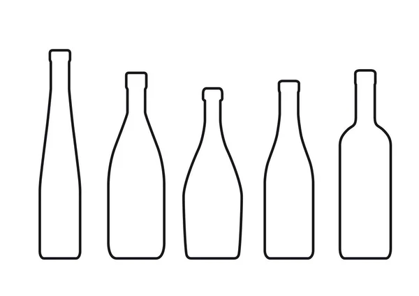 Siluetas de botellas — Vector de stock