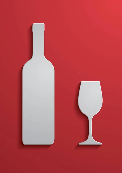 Copa de vino y botella — Archivo Imágenes Vectoriales