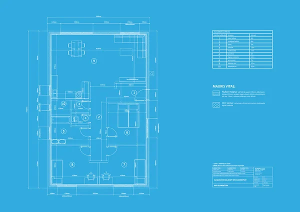 Haus auf Architekten-Zeichnung — Stockvektor