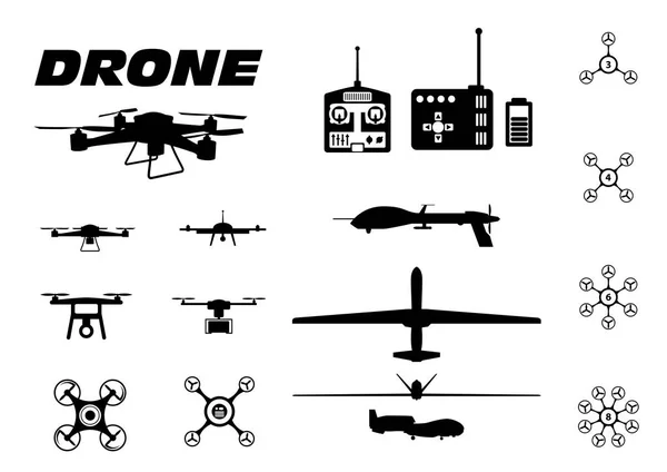 Set drone on a white background — Stock Vector