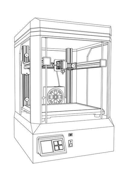 Illustrazione della stampante 3D — Vettoriale Stock