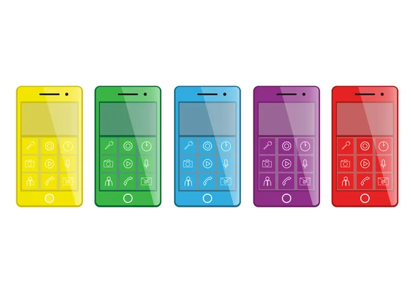 Barevné mobilní telefony — Stockový vektor