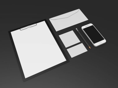 kimlik - 3d render marka için şablon