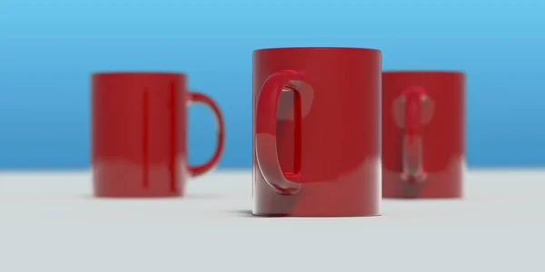 3d ilustración de tazas rojas —  Fotos de Stock