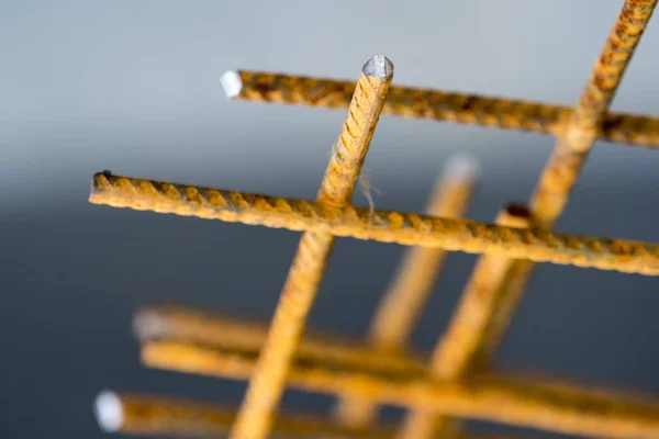 Close up steel mesh prepared for put in concrete construction for add more strength — Stock Photo, Image